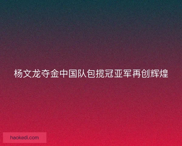 杨文龙夺金中国队包揽冠亚军再创辉煌